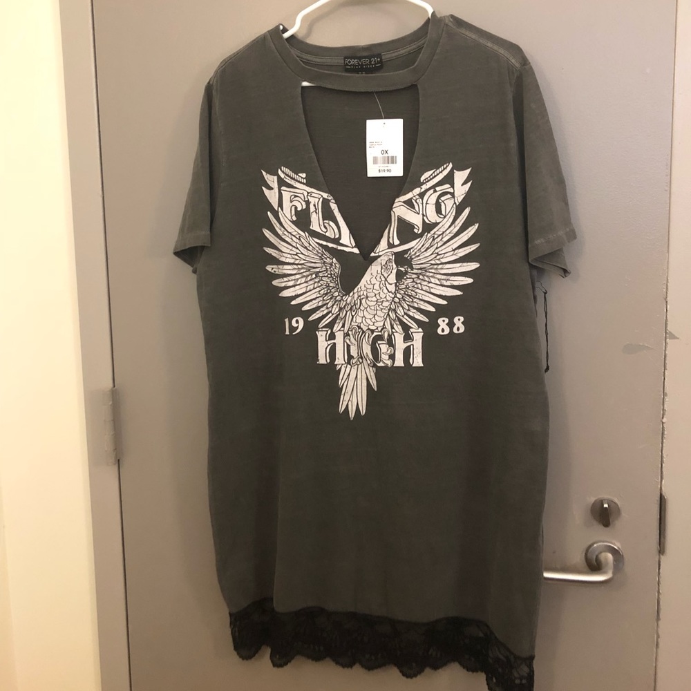 Plus size cut out “Flying high 1988”dress